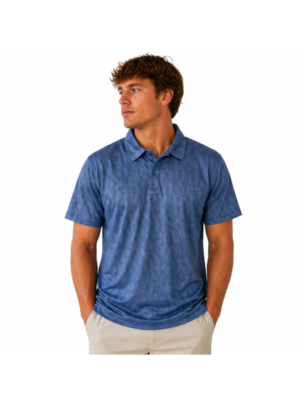 Men’s Short Sleeve Jacquard Camo Polo – G.H. Bass – Blue – Size 2XL – NWT